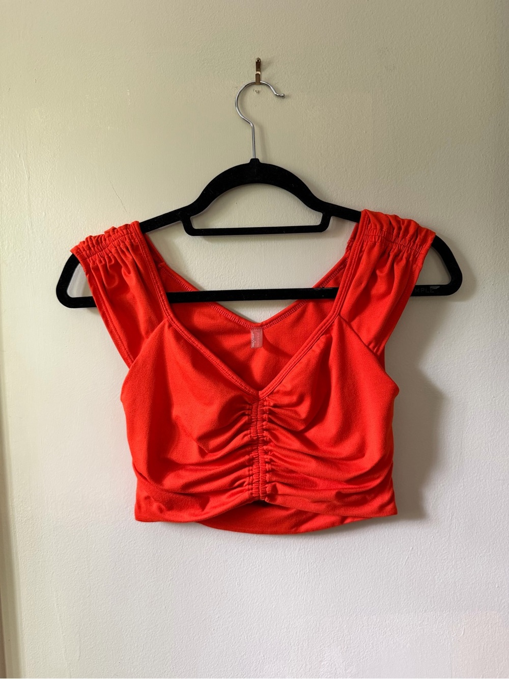 FP Movement by Free People Red Ruched V-Neck Crop Top